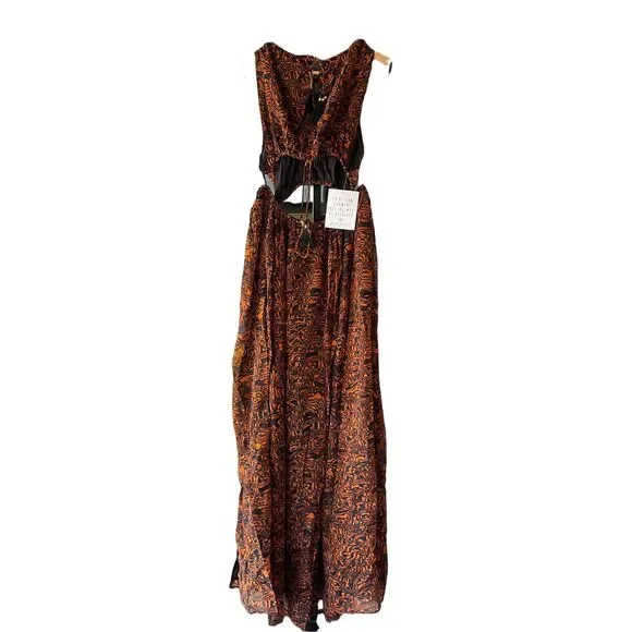 New Free People Holy Smokes Printed Maxi Dress Size XL - Picture 4 of 7